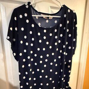 Chico’s Navy & White Polka Dot Tie-Front Blouse – Size 3 (XL/16)